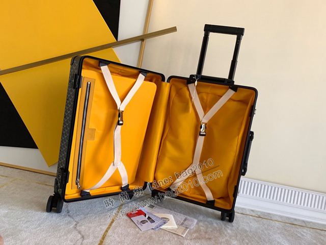 Goyard行李箱 90048 戈雅拉杆箱 標誌性印花圖案配鋁框 復古形的拉箱xzx1168